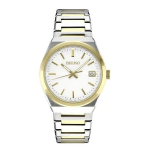 Seiko Essentials Quartz White Dial Two-Tone Stainless Steel Men's Watch SUR558 - Picture 1 of 1