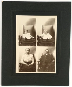 Four Exposures Two Daughters Mother Father Well Dressed Moustache c1900 PP125 - Picture 1 of 3
