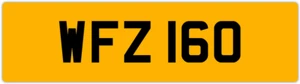 WFZ 160 W 3X3 DATELESS PRIVATE NUMBER PLATE WILL WIL WENDY WES WALT WAYNE WOLF - Picture 1 of 1