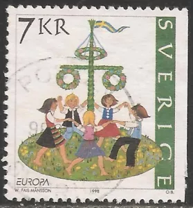 Suecia #2291 (A696) En muy buen estado usado - 1998 7k Bailando alrededor de Maypole, pleno verano en junio - Imagen 1 de 1