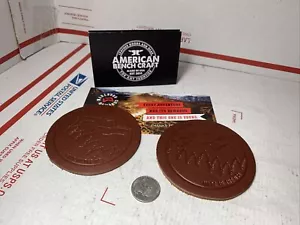 Marlboro Promo Mountains American Leather Bench Craft Coasters (set of 2) NEW - Picture 1 of 5