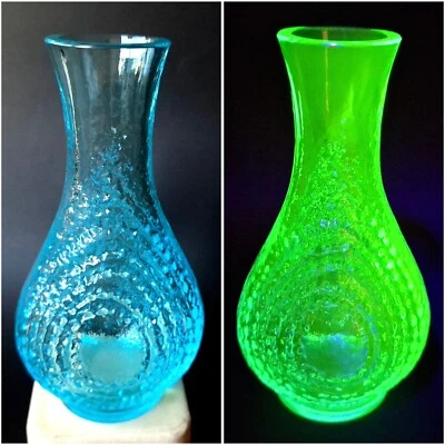 Uranium Vase Art Glass Blue Satin Aquamarine Bohemia Glass Art Deco - Image 1 of 4