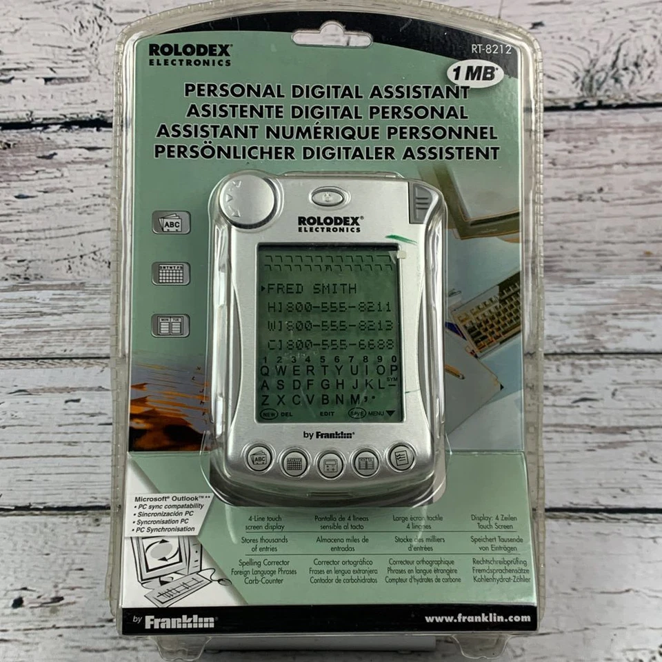 Персональный цифровой помощник Rolodex RT-8212 КПК 1 МБ Franklin Electronics Y2K - Изображение 1 из 4