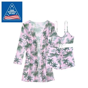 Women's Bikini 3 - Piece Set with Long Cover - Up for Sun Protection - Swimsuit - Picture 1 of 10
