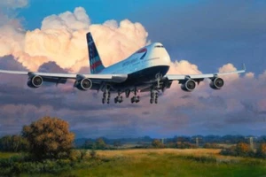Boeing 747 British Airways Heathrow Avión Avión Pintura Arte Impresión - Imagen 1 de 1