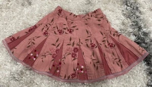 Girls Pink Floral Themed Skirt W/Embroidered Flowers Size 5 - Picture 1 of 6
