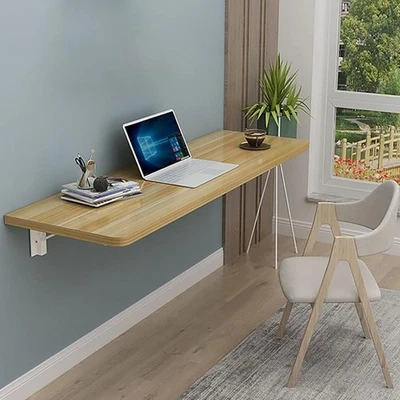 Foldable Wall-Mounted Drop-Leaf Table 50x40cm Compact Folding Desk Wood - Image 1 of 4