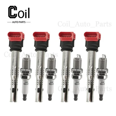 Bobina de encendido y bujía 4 piezas para Audi A3 A4 A5 Q5 TT 1,8 L 2,0 L L L4 3,0 L V6 Foto 1 de 4