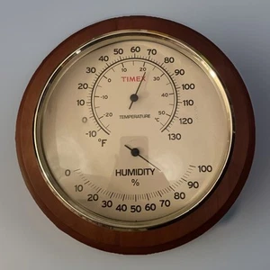 TIMEX VINTAGE TEMPERATURE & HUMIDITY WOOD GLASS CRYSTAL CALIBRATED COLLECTIBLE! - Picture 1 of 5