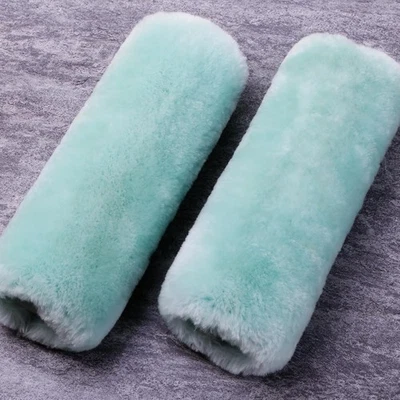 Auténtica almohadilla para cinturón de seguridad de coche de piel de oveja, paquete de 2 fundas suaves para cinturón de seguridad para hombro P Foto 1 de 4