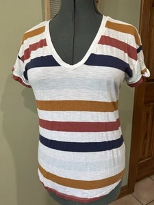 Maurices V-Neck SS Multi=Colired Striped Knit Top Size M - Picture 1 of 5