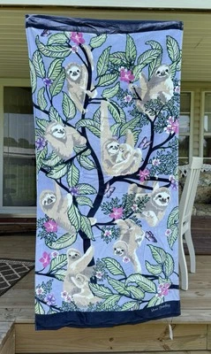 NWT Vera Bradley Hanging Around Purple Beach Towel Sloth Towel - Image 1 of 4