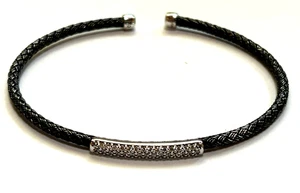 JCM Jacmel Mauritius Italy Sterling Silver 925 CZ Cuff Bracelet - Picture 1 of 5