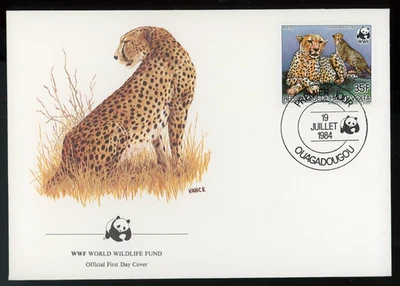 CUBIERTA DEL PRIMER DÍA VOLTA SUPERIOR 1984, WWF FONDO MUNDIAL DE VIDA SILVESTRE ¡GUEPARDOS ADULTOS! HH16 Foto 1 de 2