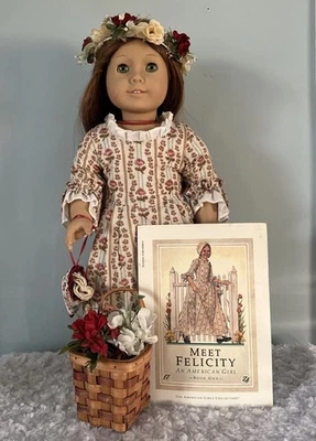 Pleasant Company American Girl Felicity Muñeca Rosa Jardín Vestido Bolso Pañuelo Foto 1 de 4