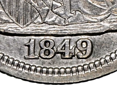 Moneda de diez centavos Liberty Seated 1849/8-9 Top-100 F-104 NGC AU detalles Foto 1 de 4
