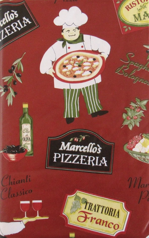 Pizzeria Pictorial Vinyl Flannel Back Tablecloth-Various Sizes - Image 1 of 1