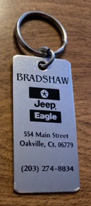 Vintage Bradshaw Jeep Eagle Car Dealership Oakville Connecticut CT Keychain - Imagen 1 de 12