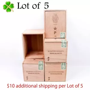 Lote de 5 cajas de cigarros de madera vacías Patoro Robusto Terre Blanche 5,75" x 4,5" x 4,5" - Imagen 1 de 12
