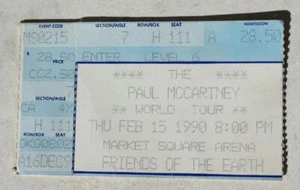 Paul McCartney Concert Market Square Arena Torn Ticket Stub February 15 1990 -- - Picture 1 of 1