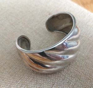 Vintage Los Ballesteros Taxco Mexico Wide Chunky Sterling Silver Cuff Bracelet - Picture 1 of 11