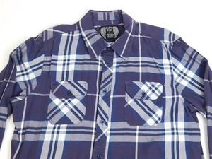 Eighty Eight Mens Long Sleeve Button Shirt Size L Purple Plaid - Picture 1 of 11