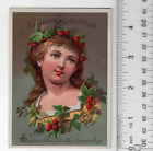 Niagara Gloss Starch Strawberries Girl Victorian Trade Card 1800s 3"x5" VTC-XG55