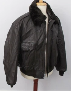 EXCELLED Leather Bomber Flight Jacket Faux Fur Collar Sz XL USA Mint - Picture 1 of 12