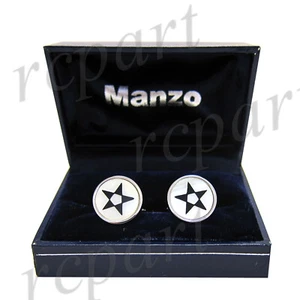 New Men's Cufflinks cuff links round mother of pearl black white star pattern - Picture 1 of 2