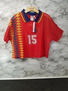 New Adidas Spain Soccer Jersey #15 Layer Tee Womens M 90$ 1992 Retro 90s  - Picture 1 of 5