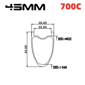 Gravel Cyclocross Disc Brake Carbon Fiber Rim 405g 45mm*29mm Tubeless Road Bike - Picture 1 of 9