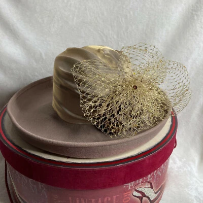 Sombrero Whittall & Shon De Colección Ala Ancha Bronceado 100% Lana Decoración con Caja Aprox. Cabeza Talla 22,5 Foto 1 de 4