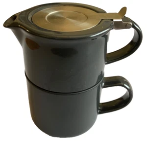 TEAVANA For Life Tea Stackable Pot Cup Mug Infuser Dark Grey Tea For One - Picture 1 of 9