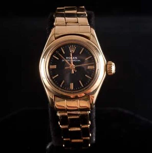 Vintage Rolex 6618 Oyster Perpetual 18k Yellow Gold Wrist Watch W/ Flex Bracelet - Picture 1 of 12