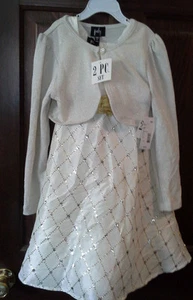 (NWT) Pinky Size 6X Cream Colored & Gold Two Piece Holiday Dress Retails @$54.00 - Picture 1 of 6