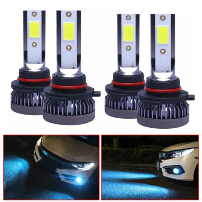 Kit de lâmpadas de faróis de LED para carro 4 peças 9005+9006 feixe alto baixo 8000K azul gelo brilhante - Imagem 1 de 4