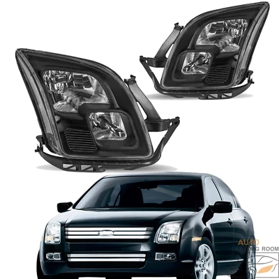 Black Headlights Headlamps Driver and Passenger Side For 2006-2009 Ford Fusion Foto 1 de 4