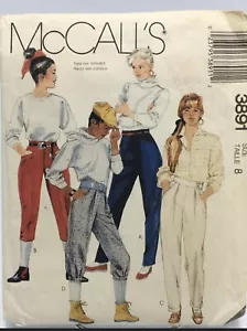 Capris Knickers Jodhpurs Pants Size 8 M3891 Uncut 80s Sewing Pattern - Picture 1 of 2