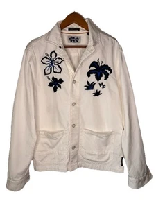 Scotch & Soda Everyday Holiday Mens White Denim Embroidered Shacket Sz M - Picture 1 of 17