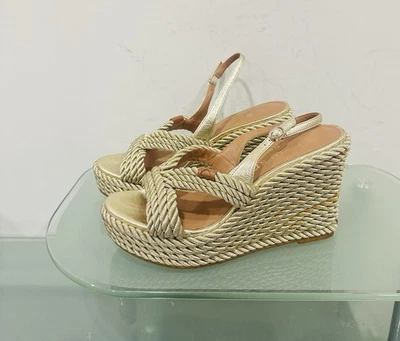 Sandalias de cuña Kate Spade para mujer talla 7 oro pálido plataforma Tahití Foto 1 de 4