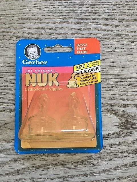 Gerber NUK Orthodontic Silicone Bottle Nipples Narrow Size 2 Fast Flow NOS NEW - Image 1 of 2
