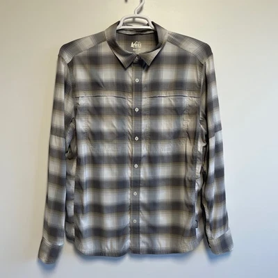 Camisa con botones manga larga a cuadros REI Co Op para hombre talla mediana nailon spandex Foto 1 de 4