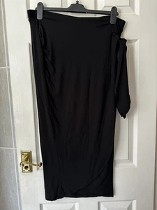 Long Black Beach Cover-Up Skirt Crossover Tie Side Size 16 - F&F Beach - Picture 1 of 8