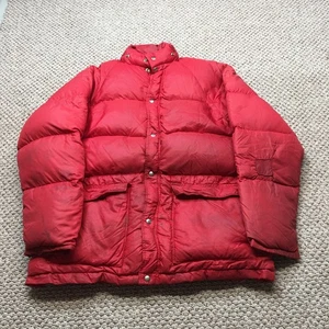 Giubbotto parka piumino vintage anni 70 uomo XL rosso puffer coat riparazioni invecchiato - Foto 1 di 20