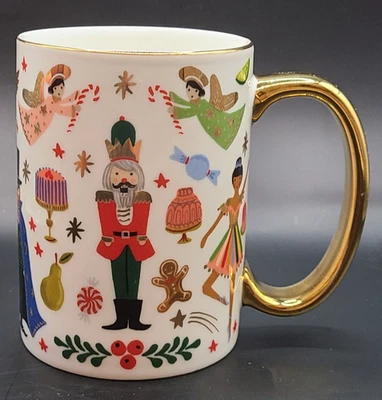 Caneca de Natal Anthropologie Rifle Paper Co quebra-nozes porcelana excelente estado. - Imagem 1 de 4