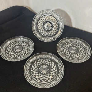 Set of 4 Vintage Anchor Hocking Glass Clear Wexford 6" Dessert Plates - Picture 1 of 5