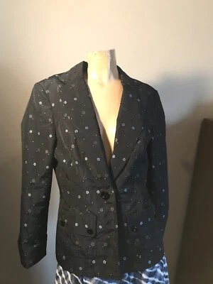 Blazer Worth Negro Floral Un Botón con Puños Franceses Talla 6 Foto 1 de 4