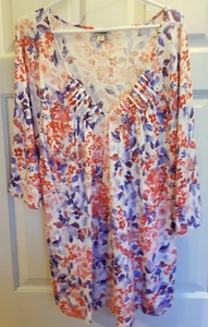 ❤❤ Bella camicetta LUCKY BRAND manica 3/4 taglia 1X nuova senza etichette - Foto 1 di 8