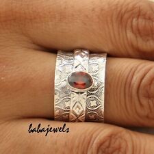 Garnet Ring 925 Sterling Silver Ring Spinner Ring Worry Ring Handmade Ring A8