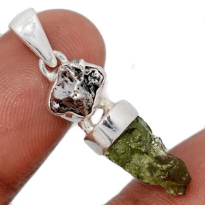 Natural Genuine Czech Moldavite 925 Sterling Silver Pendant Jewelry CP68609 - Picture 1 of 1